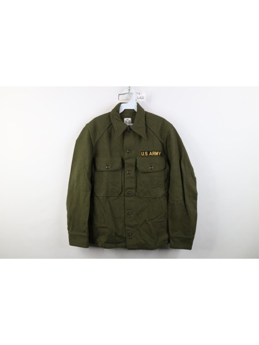Deadstock Unissued 50s Korean War Mens S Army OG108 Wool Field Button Shirt USA